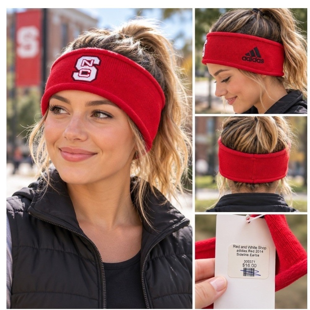 Adidas NC State Wolfpack Red Sideline Earband Headband NWT H303Z